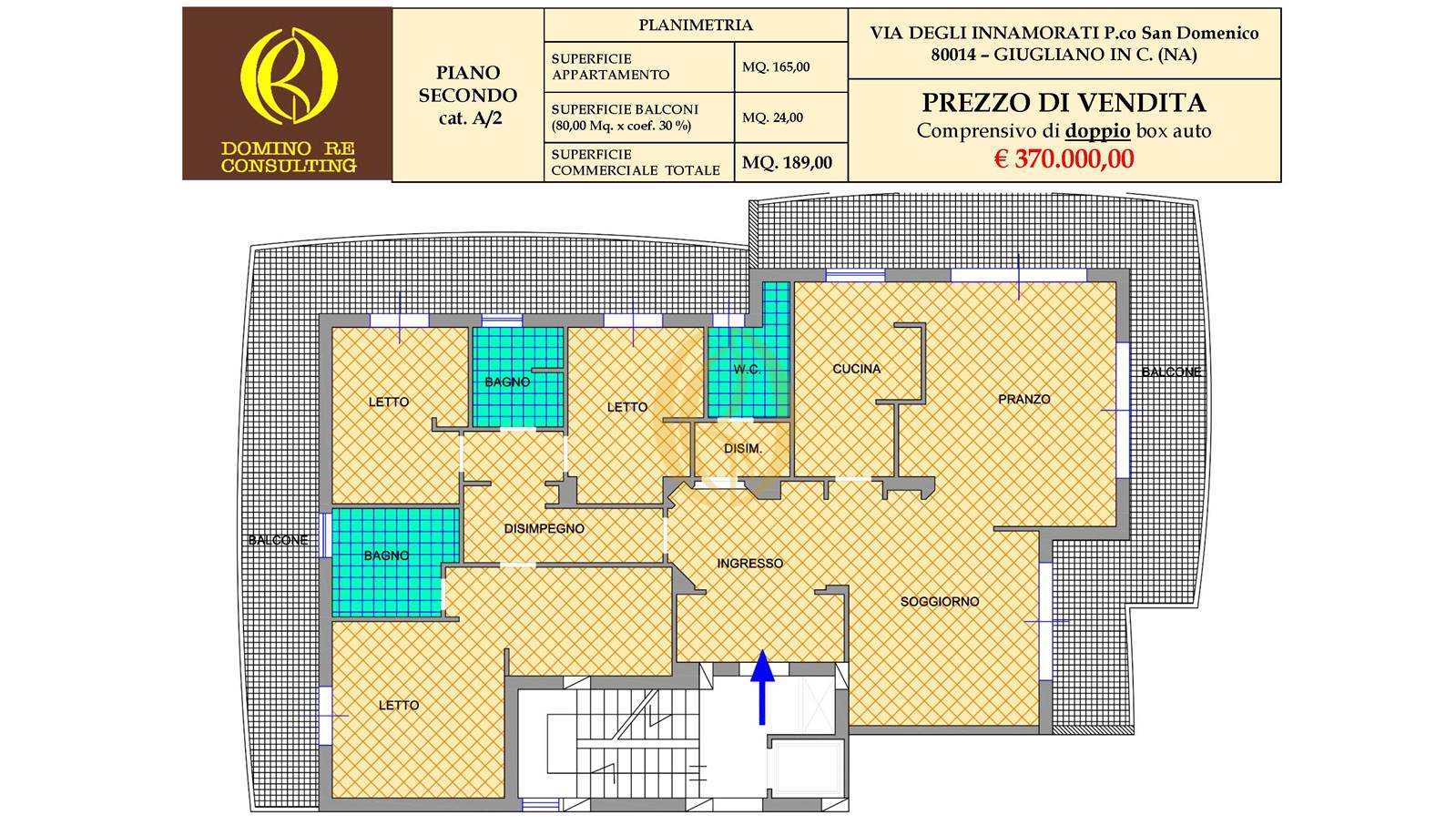 Appartamento 165 mq con rifiniture di lusso + box auto – P.co San Domenico – Giugliano (NA)
